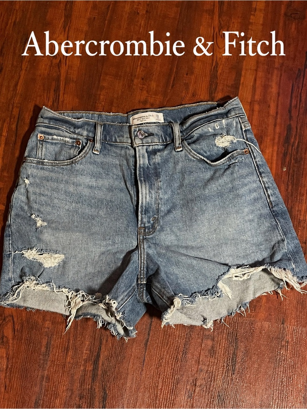 Abercrombie & Fitch Mom Shorts High-Rise Women's Distressed Denim Shorts Size 8
